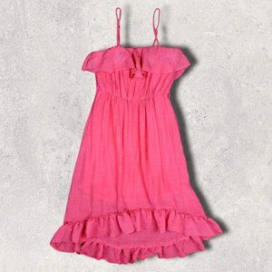 ❤ Girls Coral Strappy Ruffle Empire Waist Casual Dress | 7/8